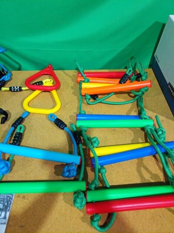 Dripe x Obstacle Course for Kids. 60ft Rope With Ratchets, Trapeze Swing, 2 Gymnastic Rings