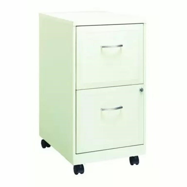 Space Solutions 18" 2 Drawer Mobile Smart Vertical File Cabinet Pearl White