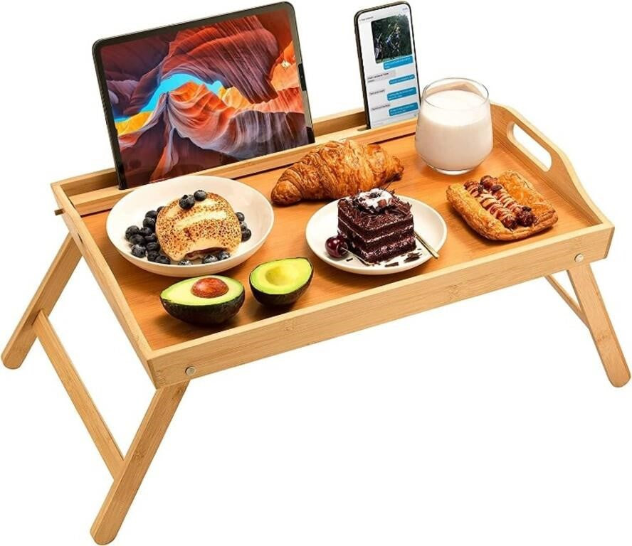 Bamboo Bed Tray Table, Large Breakfast Tray