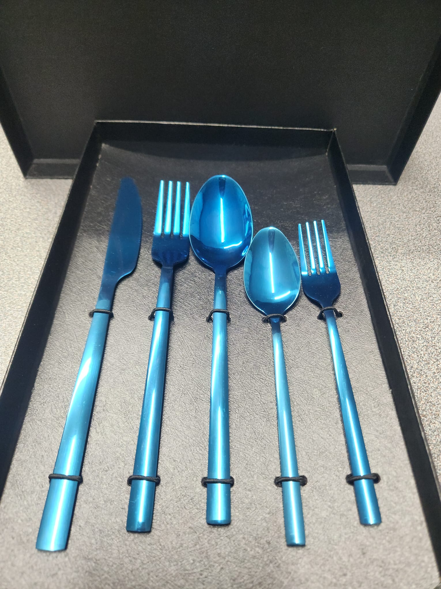 BLUE FLATWARE SET FORK SPOON DINNERWARE SET STAINLESS STEEL CUTLERY SET MARBEL