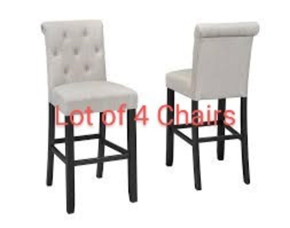 Lot of 4 TINGA 24'' BARSTOOL W/BEIGE FABRIC