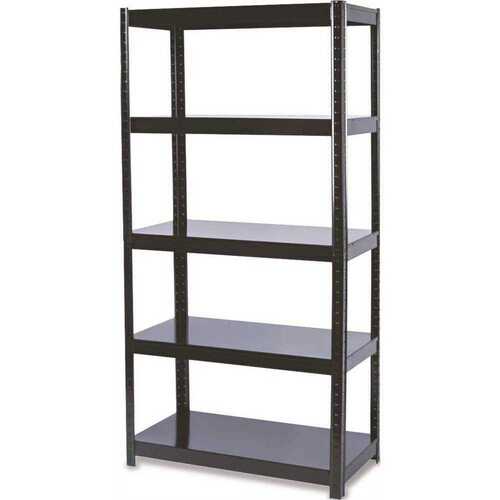 Safco SAF5245BL 36 in. W x 18 in. D x 72 in. H Black Boltless Steel 5-Tier Shelving Unit