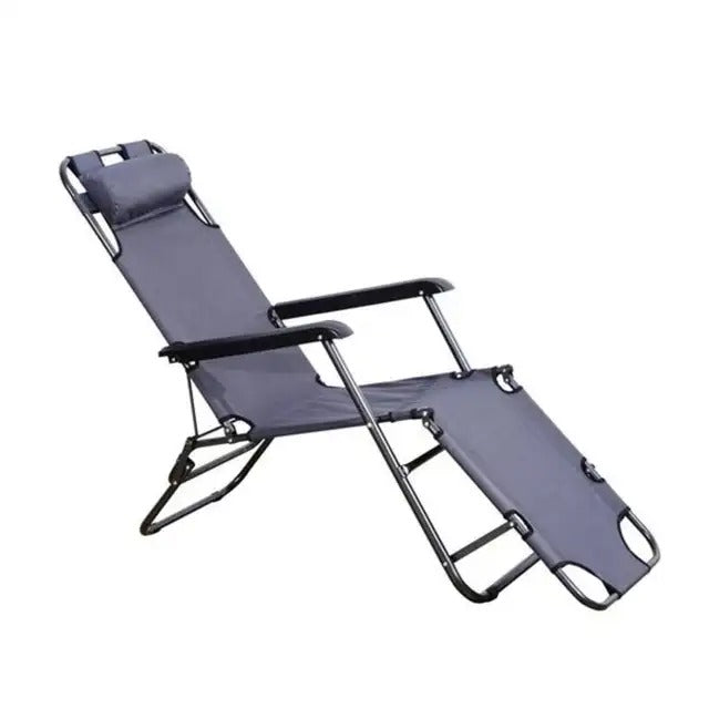 Outsunny Deck Chair Black Stackable Metal Stationary Chaise Lounge