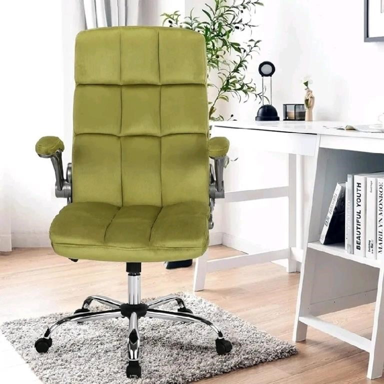 KCREAM Velvet Executive Office Chair, High Back, Adjustable Tilt Angle, Green, 9327-Green