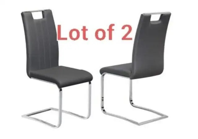 Topline Home Furnishings Grey Faux Leather Side Chairs