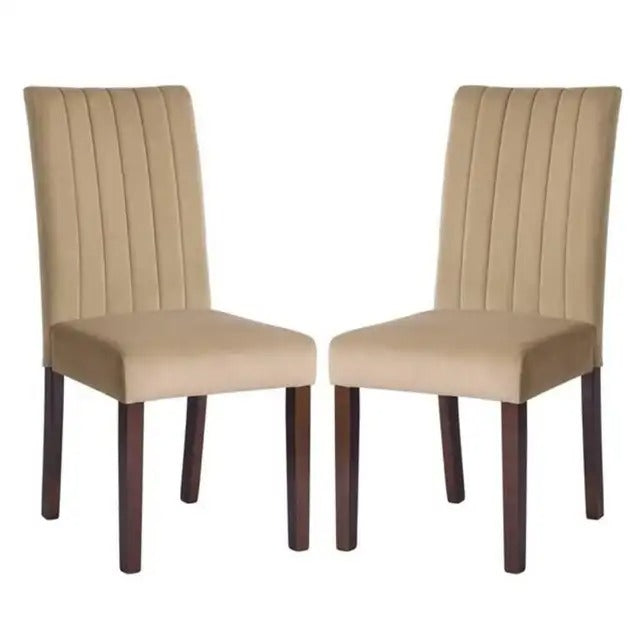 Homycasa Fawn Brown Polyester Wood Frame Dining Chairs