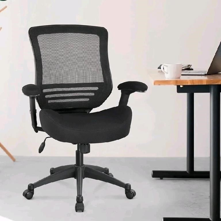 BOLISS 400lbs Ergonomic Swivel Office Chair with Super Soft Adjustable Arms, Molded Foam Seat and Lumbar Support. Black