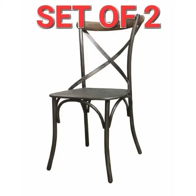 Metal Crossback Chair Gun Metal - KeswickSet