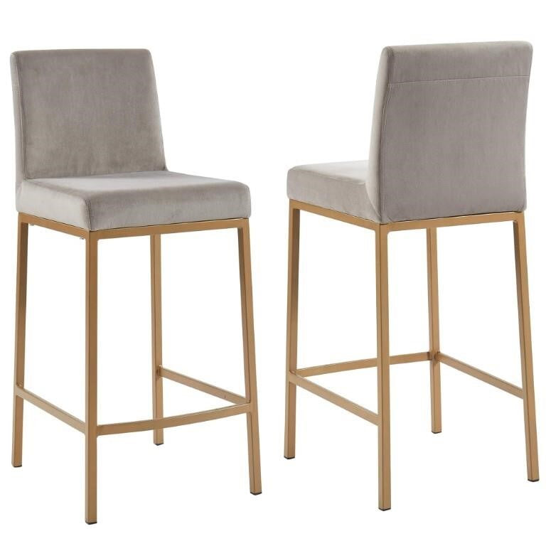 DIEGO – 26" COUNTER STOOL – GREY – GOLD LEG – SET OF