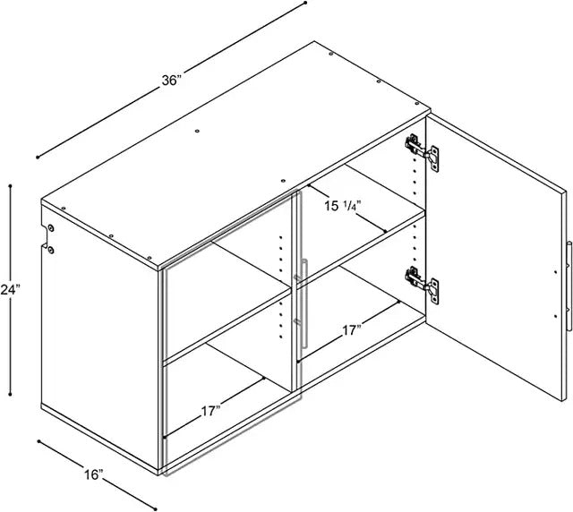 Prepac HangUps 36" Upper Storage Cabinet in Light Grey Laminate