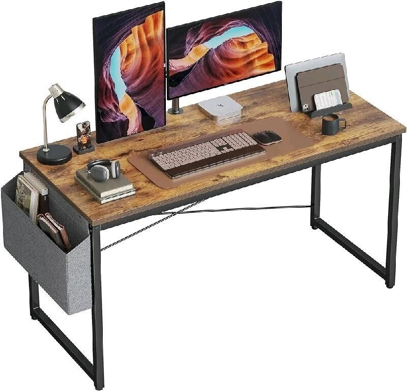 Cubiker Writing Computer Desk with Storage Bag - Rustic - 60D x 140W x 75H Cm