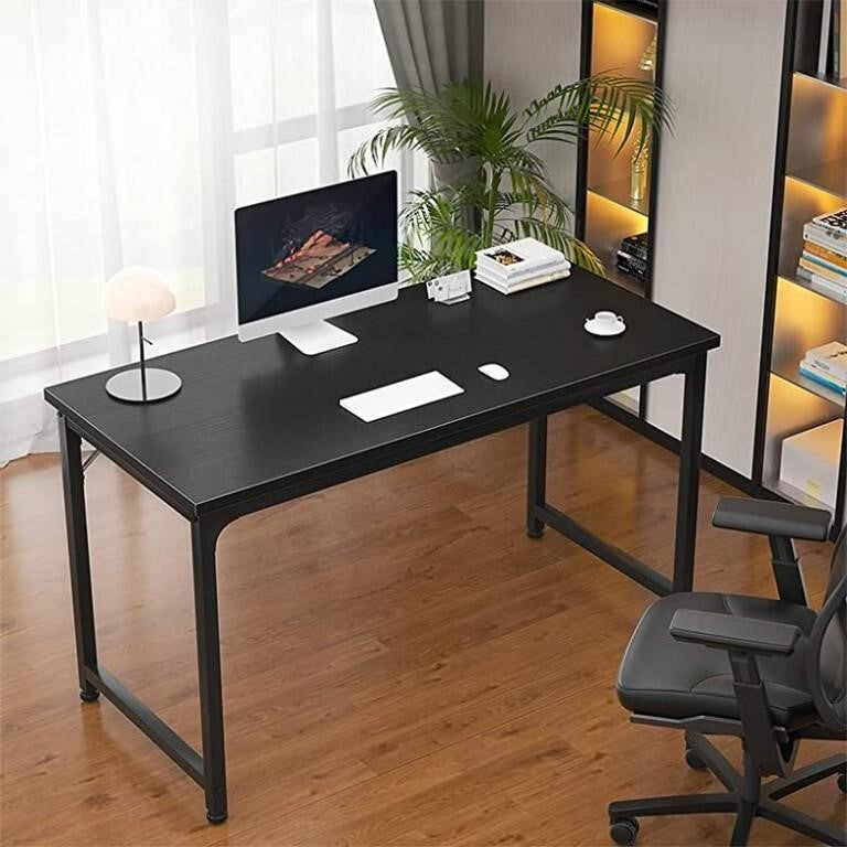 Foxemart Computer Desk 47 Inch Office Desk Study Writing Table 47’’ PC Laptop Desk for Home Office Workstation Simple Modern Style, Black