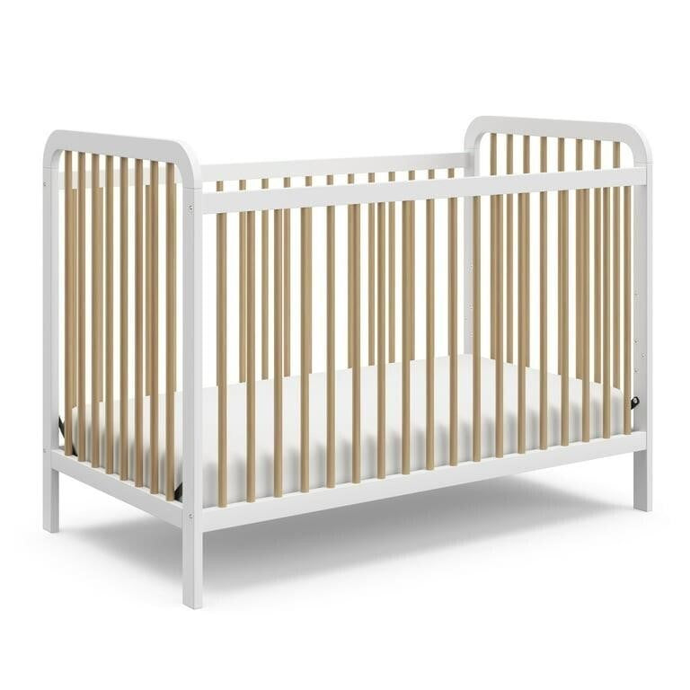 Storkcraft Pasadena 3-in-1 Convertible Baby Crib, White with Driftwood