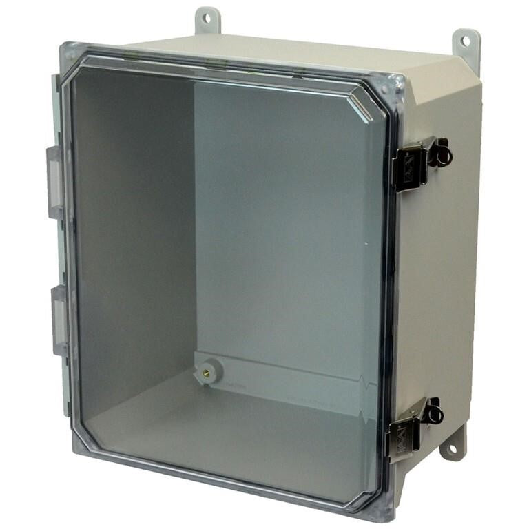 Hammond Manufacturing PJU12106CCL Fiberglass Enclosure With Hinged Clear Cover and Snap Latch, 12" x 10" x 6"