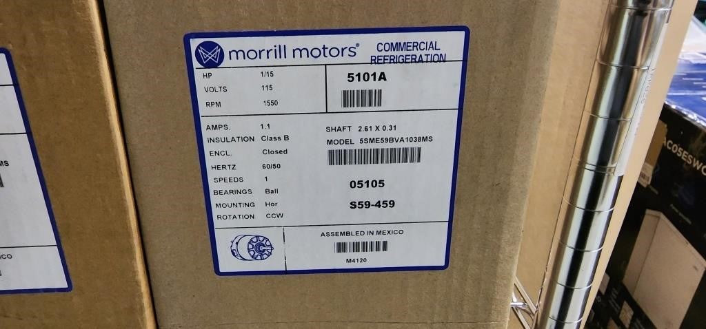 Morrill Motors ARKTIC SSC 38 WATT Refrigeration Motor, 1550 RPM, 208-230 Volts, Unit Bearing, TEAO - 5R018