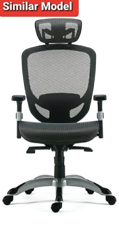 Union & Scale, FlexFit Hyken Mesh Task Chair with Adjustable Arms, Charcoal Grey