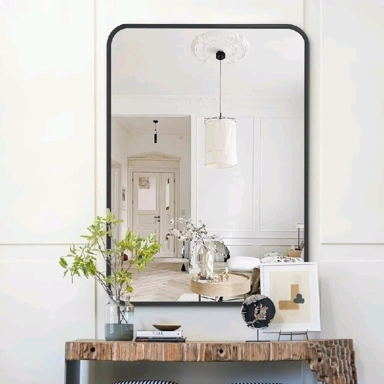 COFENY Bathroom Mirror, 20"x28" Black -