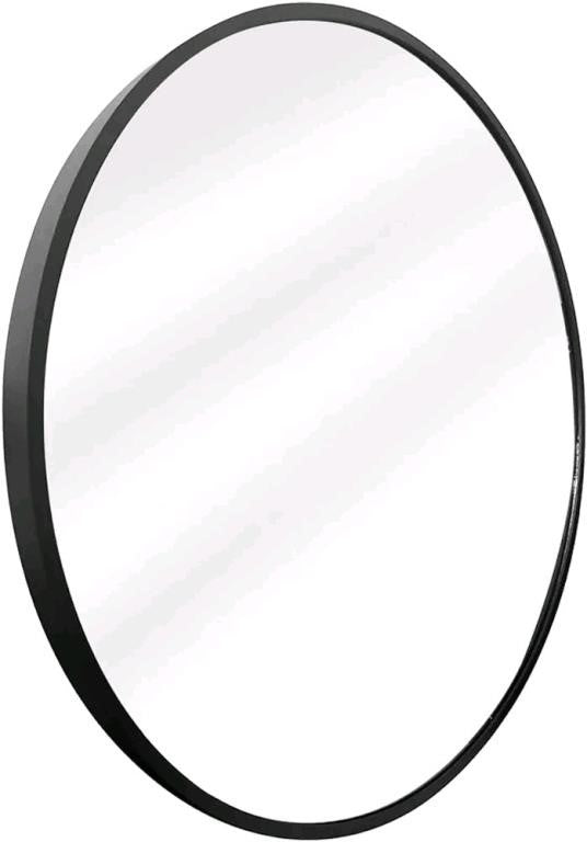 QKA Bathroom Round Mirror 20-Inch, Black