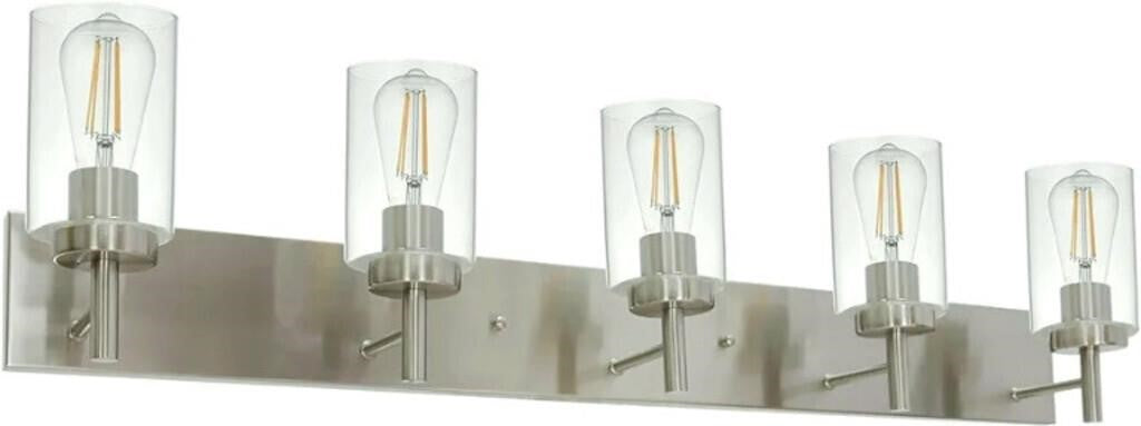 VINLUZ 5 Lights Bathroom Vanity Light Fixture Chrome Sconces Wall Lighting Modern Industrial 40"