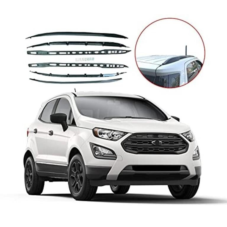 ROKIOTOEX Roof Rack Flush Roof Rails Fits Ford EcoSport S 2018 2019 2020 2021 2022 Models Cargo Luggage Baggage Carrier Aluminum Rooftop Side Rails - Black