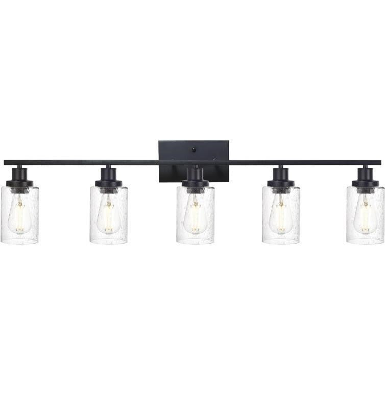 MELUCEE 5-Light Bathroom Light Fixtures in Matte Black Finisish 40inch