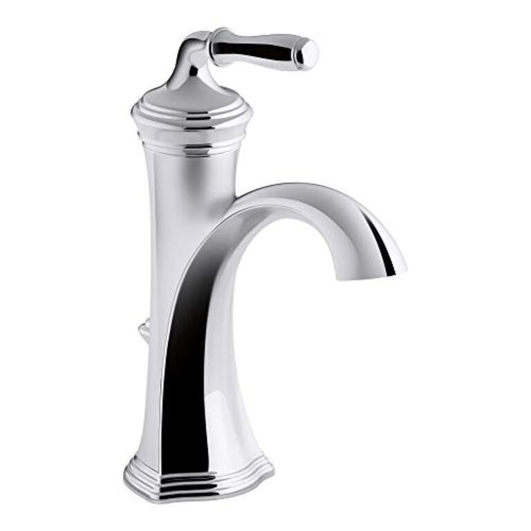 KOHLER Devonshire K-193-4-CP Single Handle Single Hole or Centerset Bathroom Faucet with Metal Drain Assembly in Polished Chrome open-box B00M995UGE