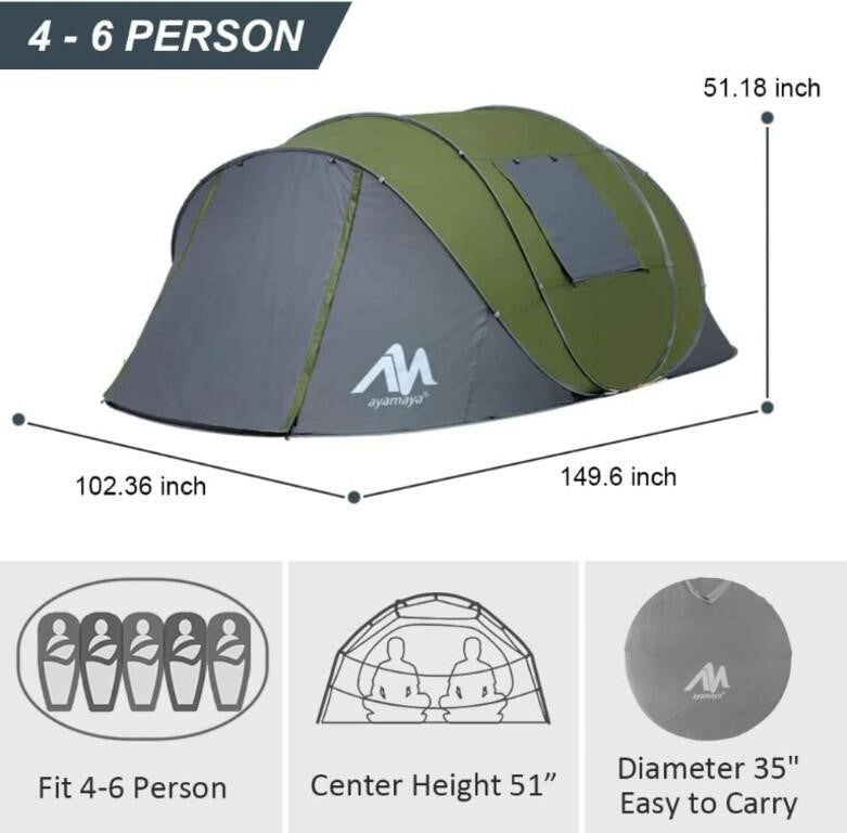 Ayamaya Pop Up Tent with Vestibule (Green