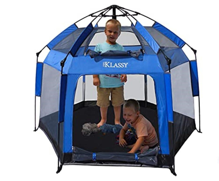 Klassy Foldable Play Tent - Safe, Large and Lightweight for Indoor & Outdoor with UV Shade Cover and 100% Mosquito Protection net (Royal Blue)