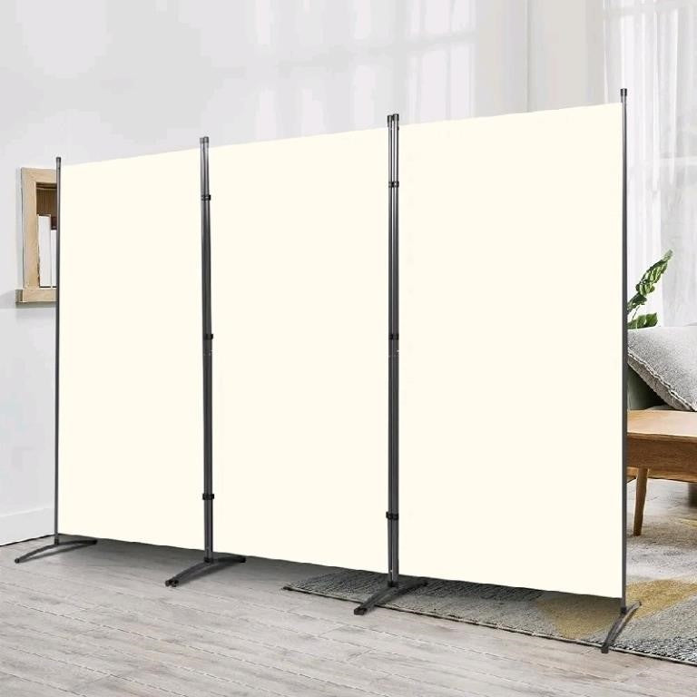 JVVMNJLK Indoor Room Divider, Portable Office Divider, 15.00 15.00  Convenient Movable (3-Panel)Room, Study,102" W x 19.7" D x 71.3" H, Beige