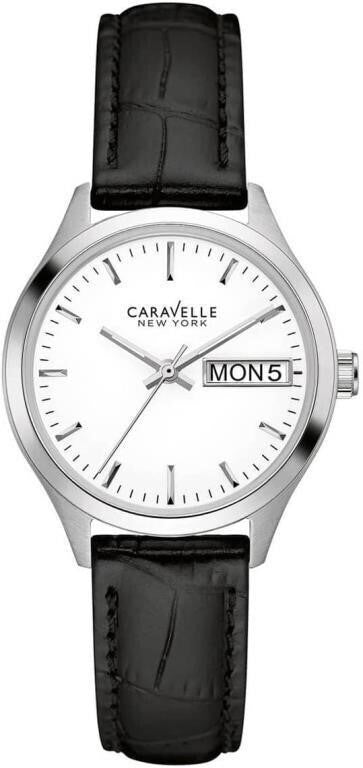 Caravelle 43N103 Women's New York White Dial Black Strap Watch