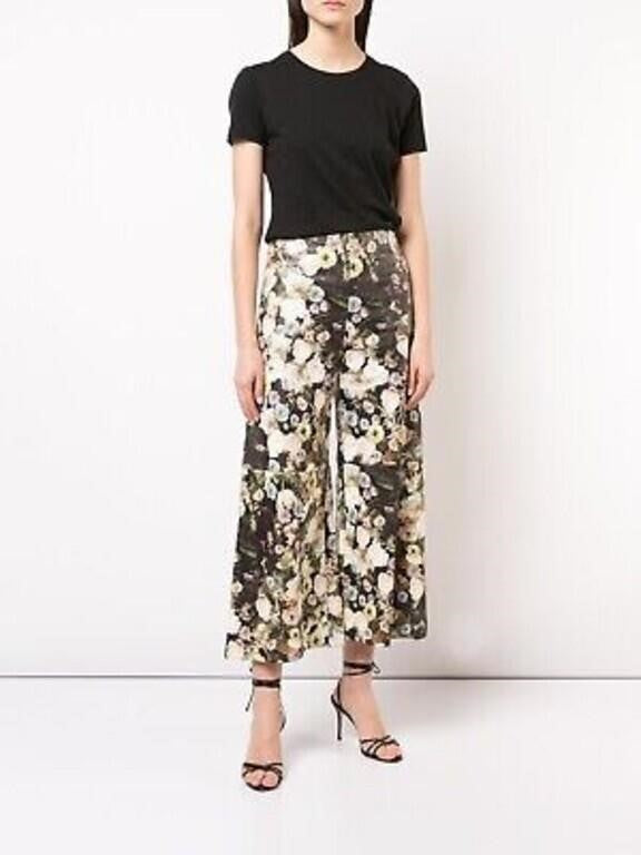 Adam Lippes Women's Printed Leather Wide-Leg Cropp