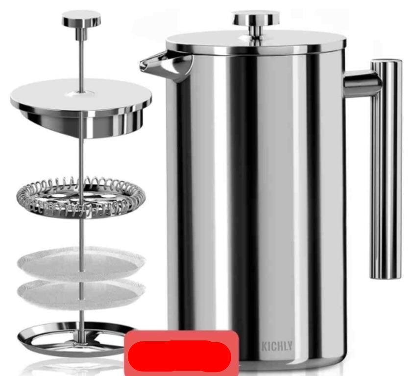 KICHLY 34 OZ French Press, Stainless