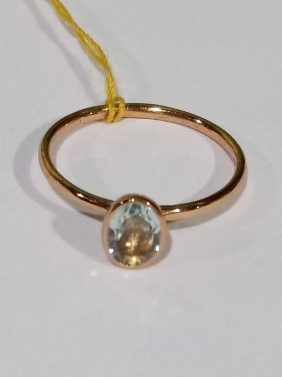 Women's Blue Topaz Ring. 18k Gold, Size 6