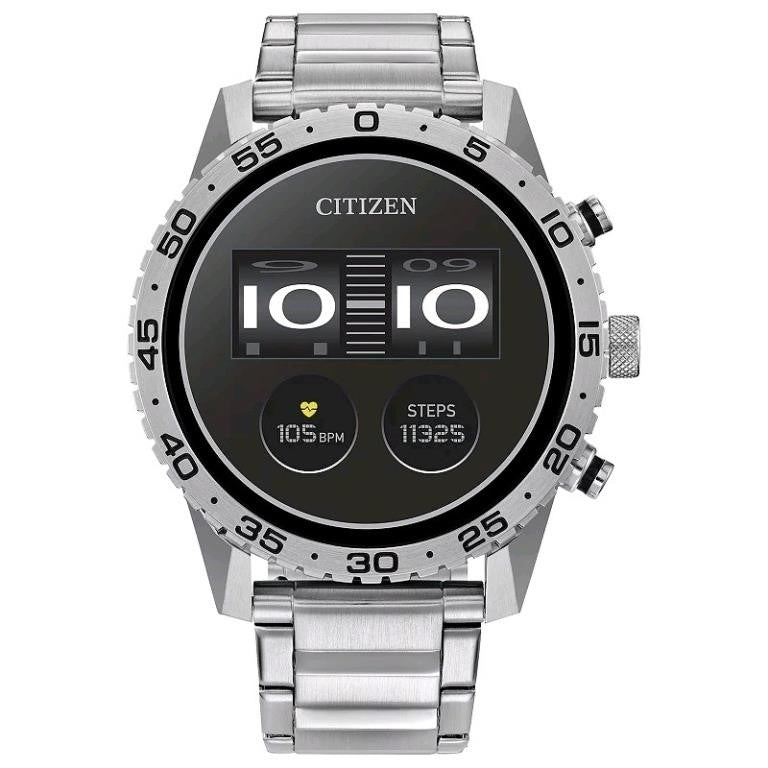 Citizen CZ Smart 45mm Stainless Steel Sport Smartwatch with Stainless Steel Bracelet, #MX1010-59X