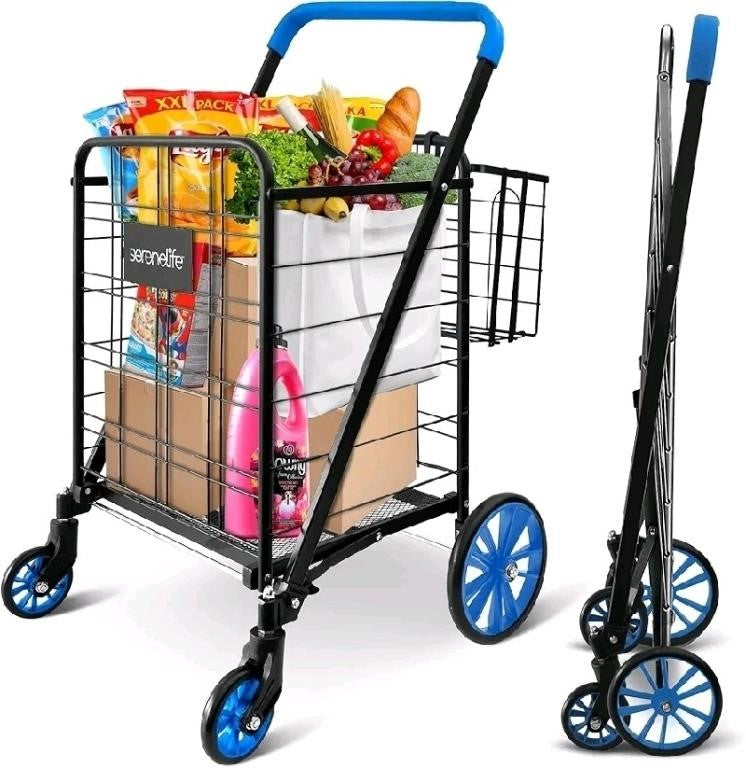 SereneLife Utility Cart, Collapsible Shopping