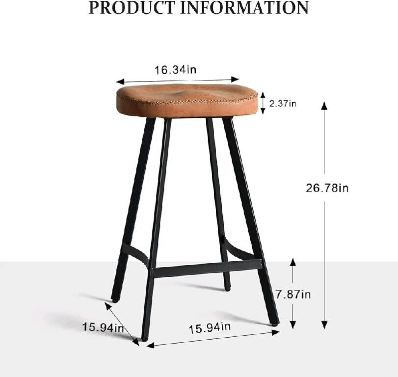 LOKKHAN Saddle Bar Stools Soft PU Leather Seat