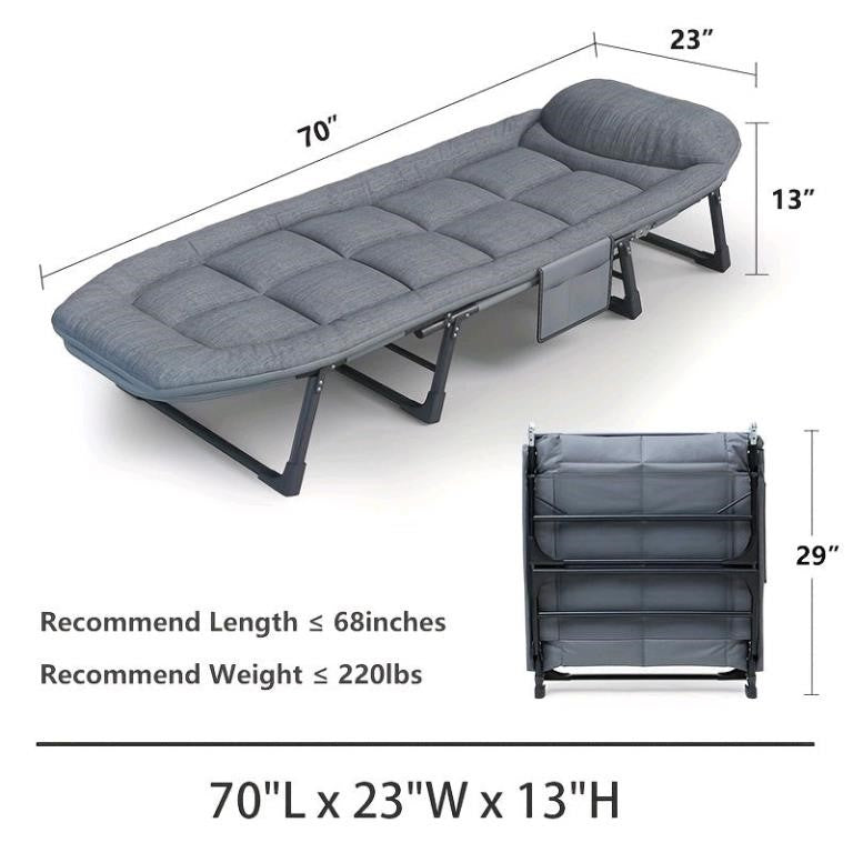 Folding Camping Bed Gray 70X23