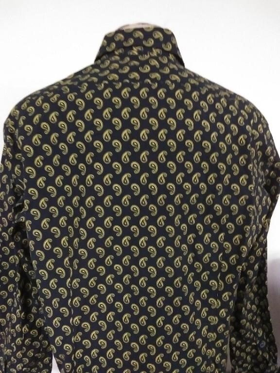 Piero Gabrieli Men's Paisley Shirt Size 45/18 Blac