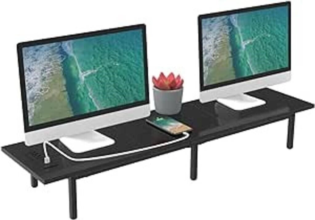 Dual Monitor Stand Riser/TV Stand Riser with Charg