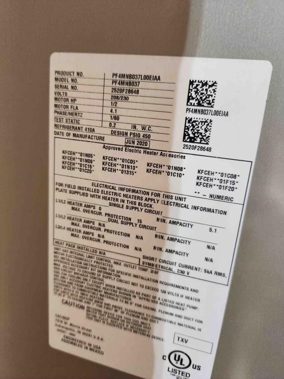 BROCK 3 Ton Multi Position Air Handler, PF4MNB037L00EIAA, Taupe