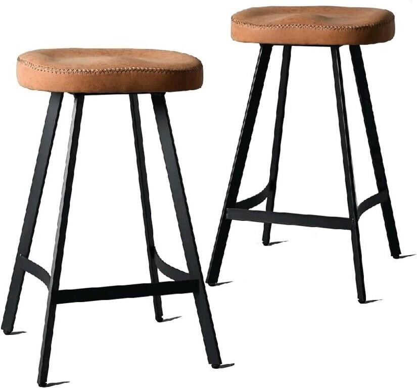 LOKKHAN Saddle Bar Stools Soft PU Leather Seat