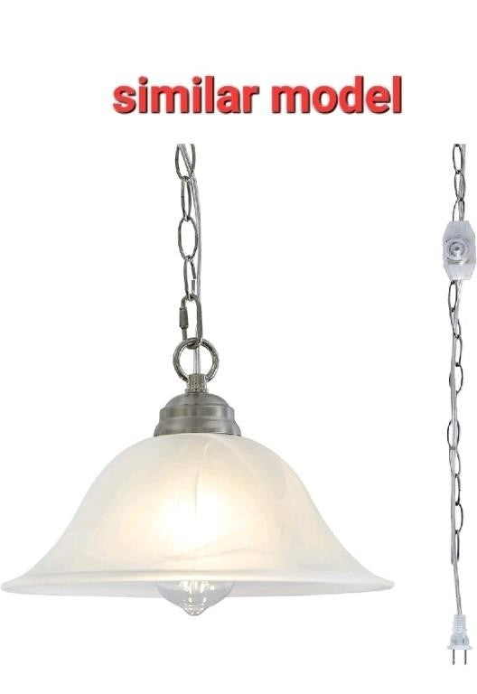 Plug in Pendant Light Alabaster Glass Shade Ha