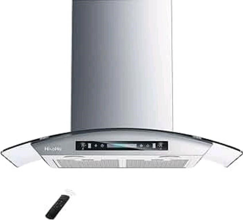 HisoHu Wall Mount Curved Glass Range Hood