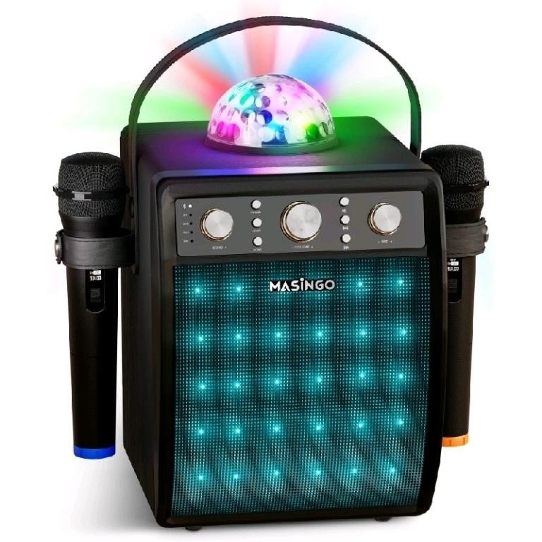 MASINGO Karaoke Machine with 2 Wireless M