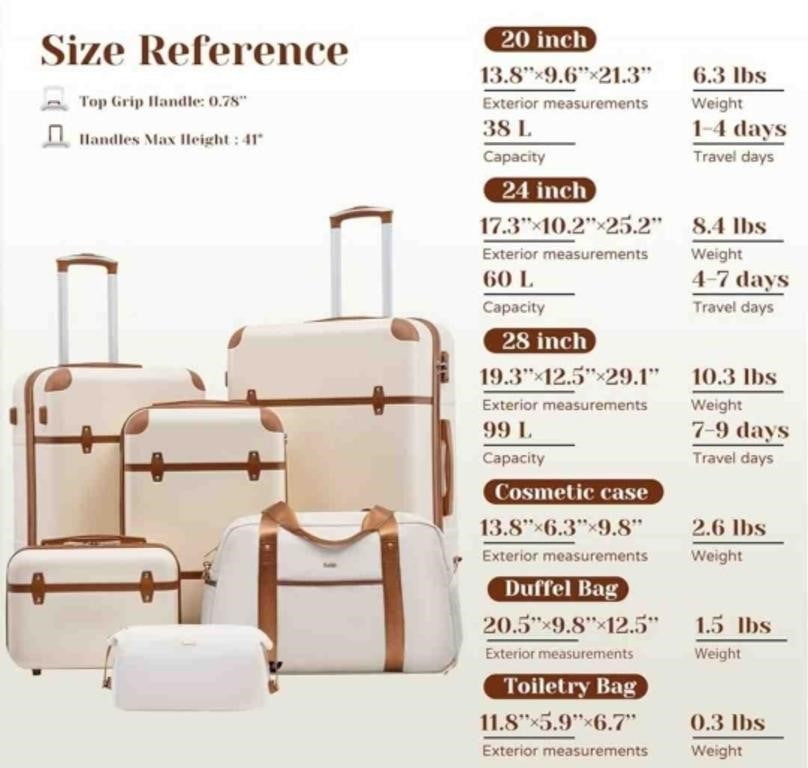 Coolife Luggage Set WHITE