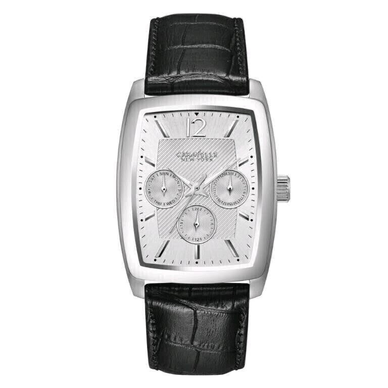 Caravelle Men's 43C116 Black Leather Band Quartz D