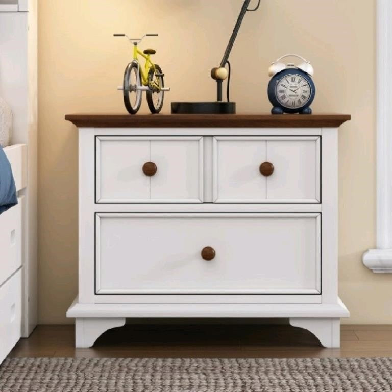 ZNTS Wooden Captain Two-Drawer Nightstand Kids