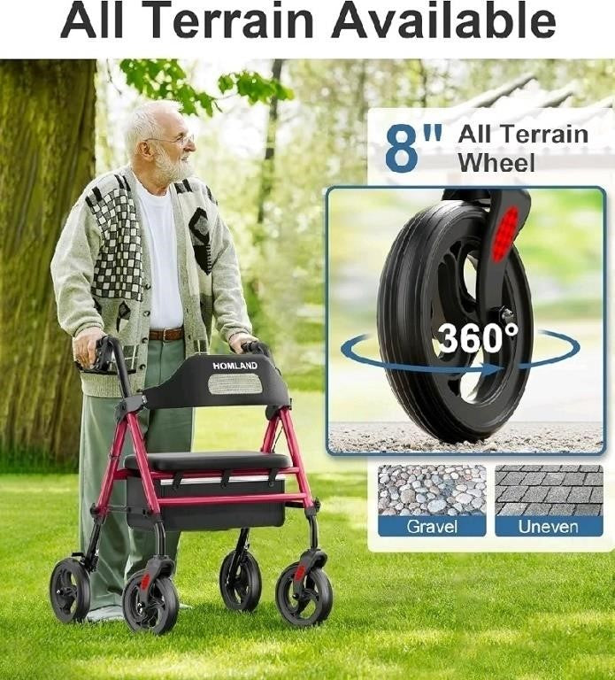 HOMLAND Foldable Rollator Walkers