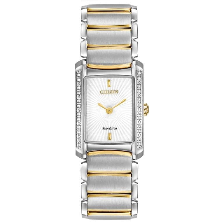 Citizen Eco-Drive rectangular two-tone stainless s