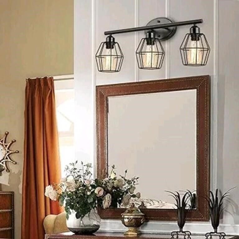 3-Light Industrial Bathroom Vanity Light,